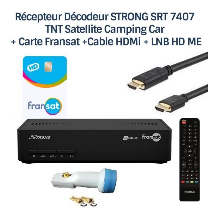 STRONG SRT 7407 -vastaanotin - TNT-satelliittidekooderi matkailuautoille + Fransat-kortti + HDMI-kaapeli + HD-mikropää