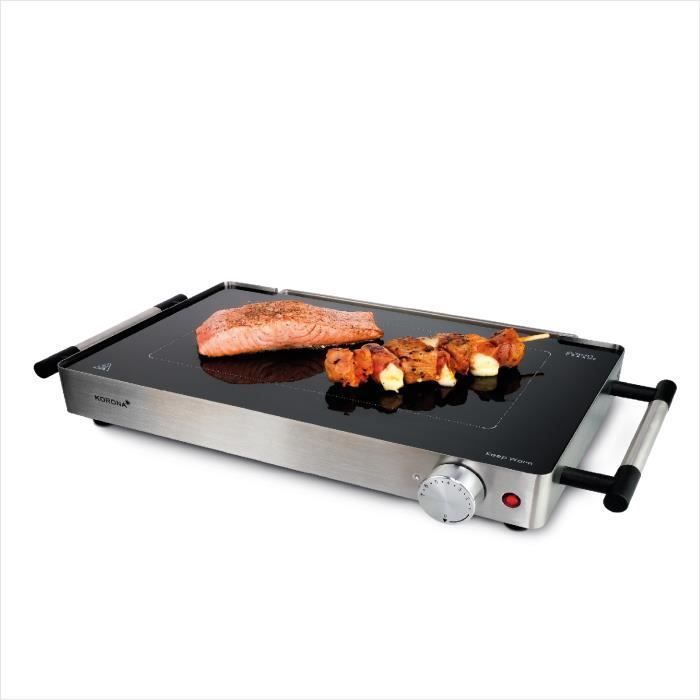 Plancha eléctrica Korona 46100 - 2 en 1 - Parrilla teppanyaki de cristal - 800 W