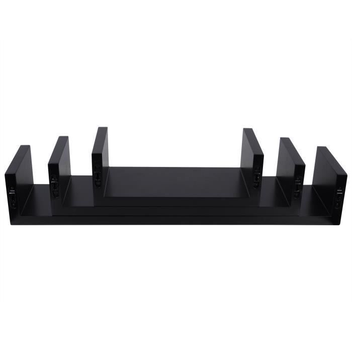 Juego de 3 estantes de pared WOLTU - Madera MDF - Negro - 2 cm de grosor