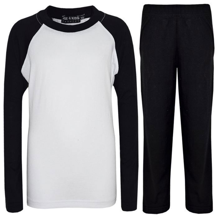 A2Z Pour Enfants Filles Garçons Noir Pyjamas Couleur Unie Élégant Contraste De Couleurs Vêtements De Nuit