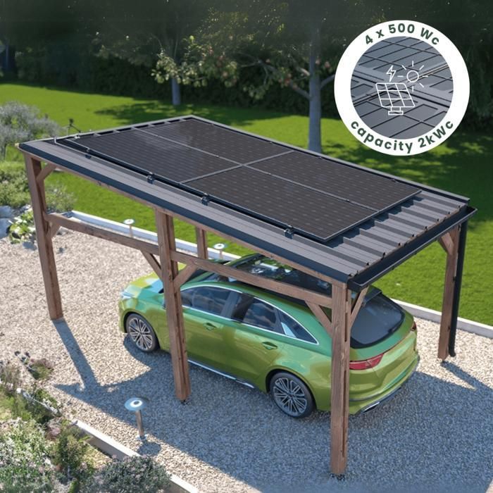 Elio houten carport met zonnepanelen - 15,5 m²