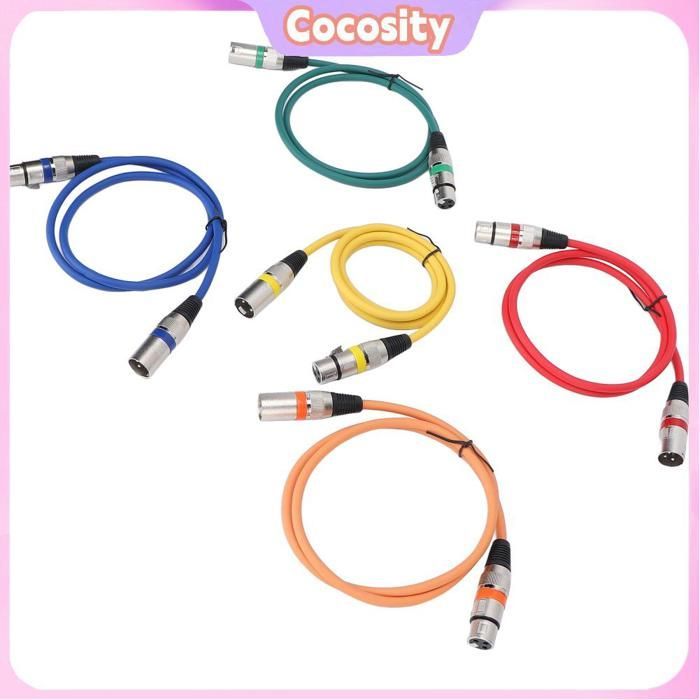 Cable de micrófono XLR a XLR Cocosity, cable de micrófono XLR a XLR con código de colores para una fácil gestión de cables, micrófono para proyector