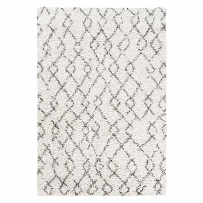 Tapete berbere 240x320 com padrão étnico tecido LYN4 BENYLE B creme