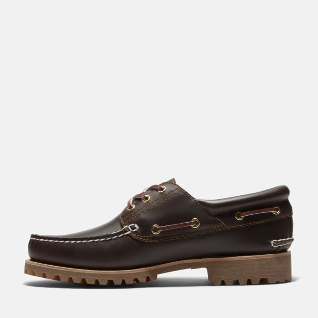 Scarpa da Barca 3-Eye Lug Handsewn da Uomo in                marrone