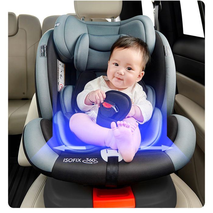 Silla de coche infantil giratoria Magic ZC Isofix - Fácil instalación - 0-12 años 36 kg - ECE R129 - C007 Gris