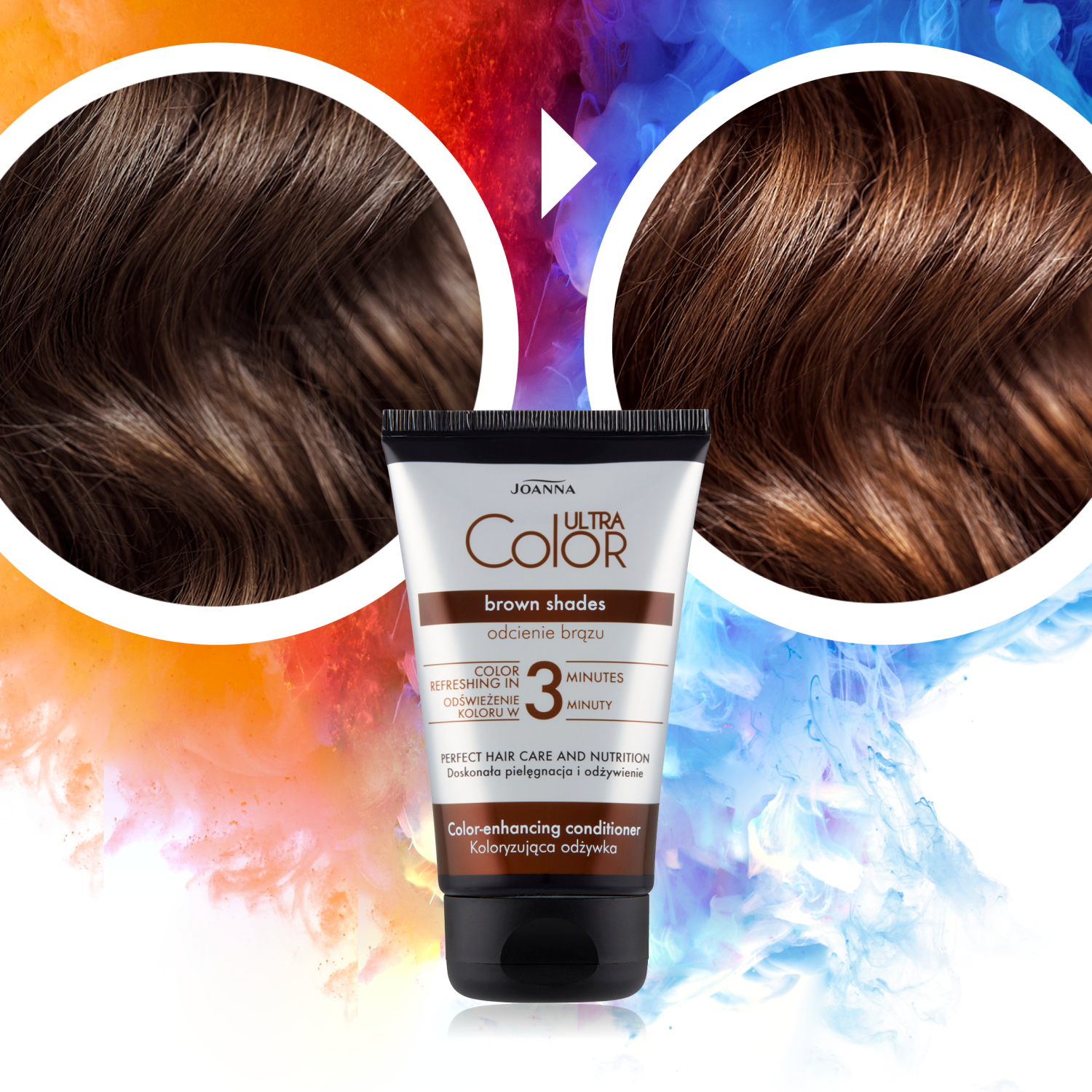 Balsamo per capelli Joanna Ultra Color che esalta e ravviva le tonalità di rosso e rame su capelli tinti o naturali. 100 ml.