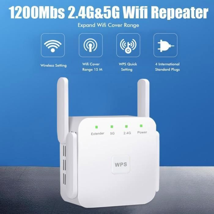 Répéteur Wifi 5G 1200Mbps Sans Fil, Double Bande, WD-R1203U