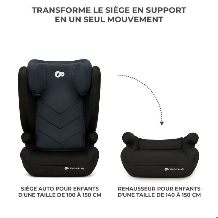 Seggiolino auto Kinderkraft I-Spark I-Size 100-150 cm Nero