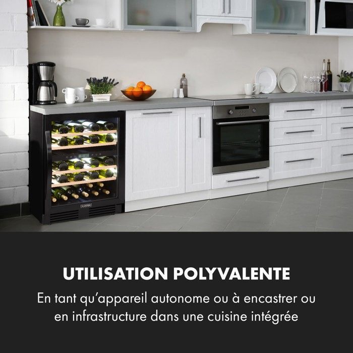 Klarstein Vinovilla Onyx43 Weinkühlschrank – 129 l/43 Flaschen – 2 Temperaturzonen