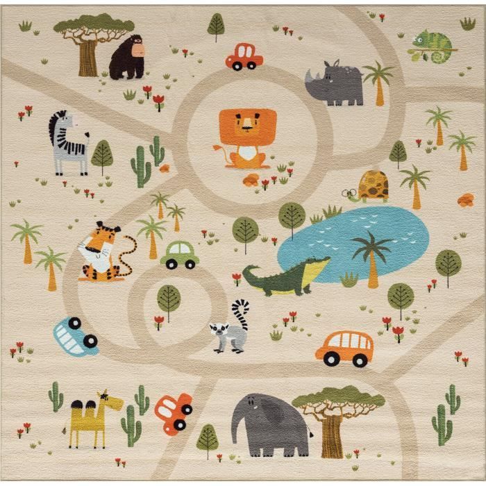 Alfombra infantil - THE CARPET - Happy Kids - Beige - 120x160 cm - Antideslizante