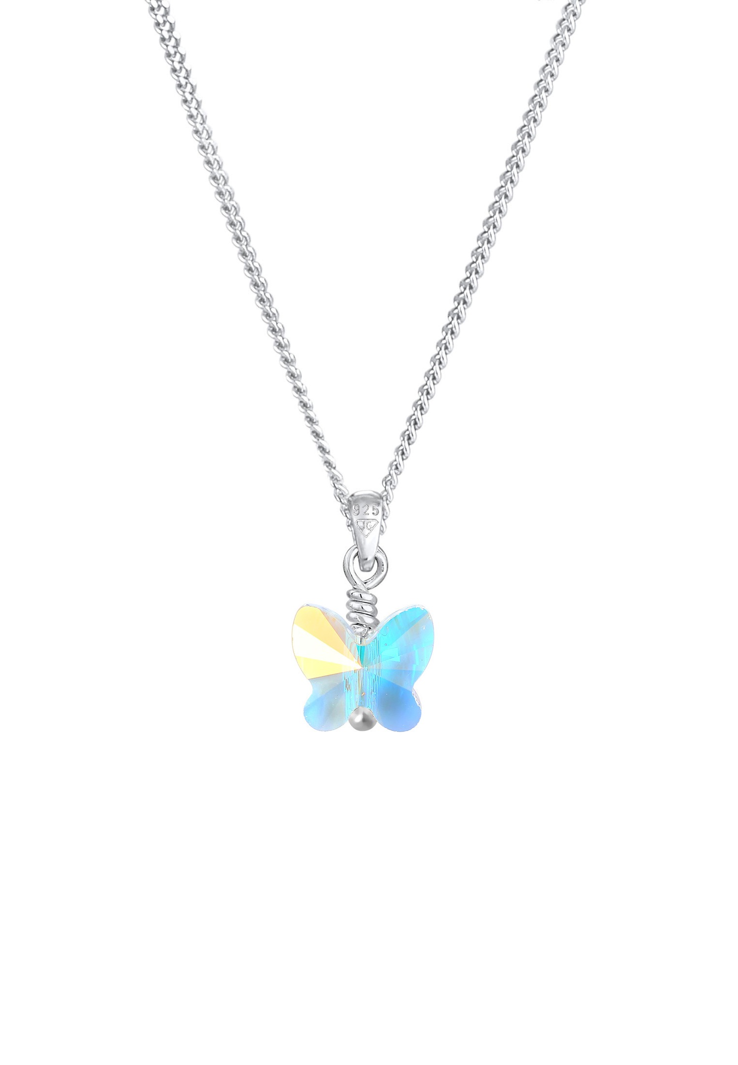 Elli Enfants pendentif papillon étincelant avec cristal en argent sterling 925