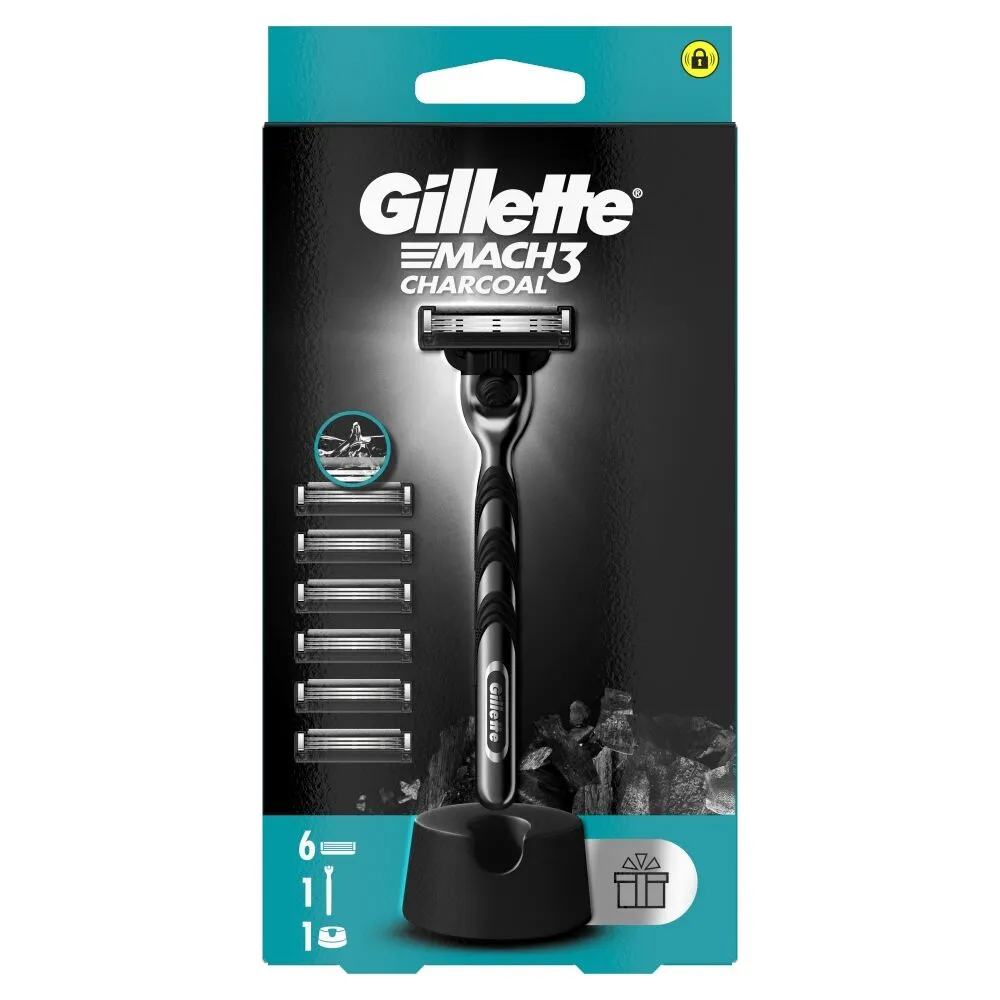 Gillette Mach3 Charcoal Maszynka do golenia + wkłady 6 szt.