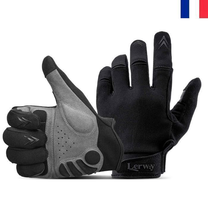 LERWAY® Paire Noir Gants Doigt Complet Rembourrés absorbant Protection Vélo Sport Antidérapants Homme Femme (M) Livraison France