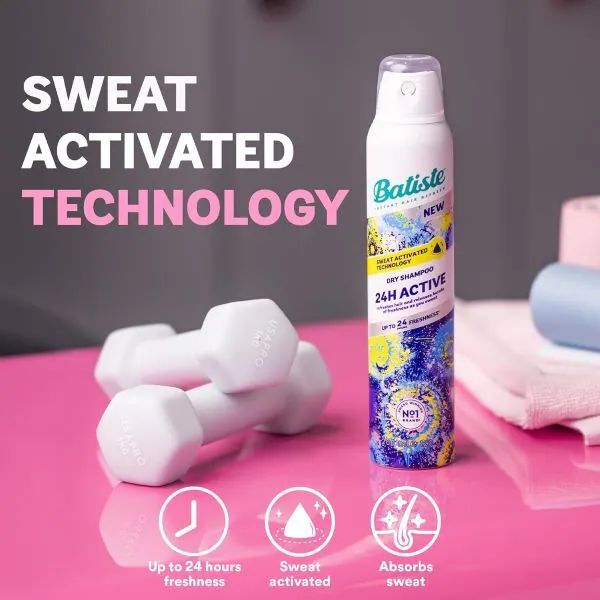 Batiste 24H Active Shampoo Seco com Tecnologia Ativada pelo Suor
