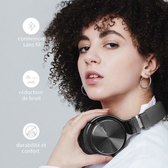 Fones de ouvido Bluetooth Cowin E7 Pro - Arco de cabeça sem fio - Redução de ruído