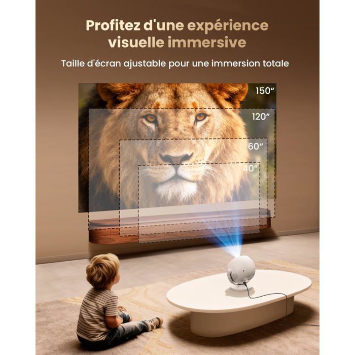 Proyector portátil Android TRAHOO - Resolución nativa 1080p - Compatible con 4K - Netflix integrado - WiFi 5G/2.4G - Bluetooth
