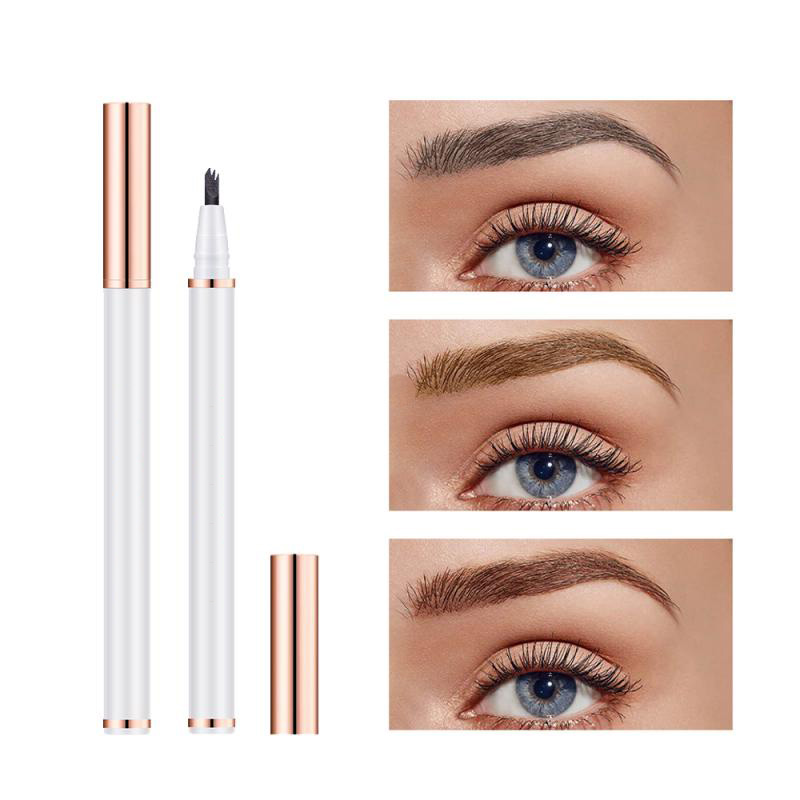 Lápiz de cejas con punta de 3 puntas (efecto horquilla): estilo tatuaje, fórmula líquida resistente al agua y de larga duración; tono marrón oscuro natural Lápiz para Cejas TSLM1