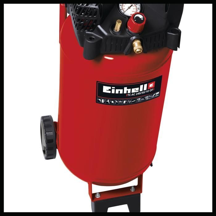 Einhell TH-AC 240/50/10 OF Κάθετος Συμπιεστής (1500 W, Δεξαμενή 50 L, Πόδια Απόσβεσης Κραδασμών)