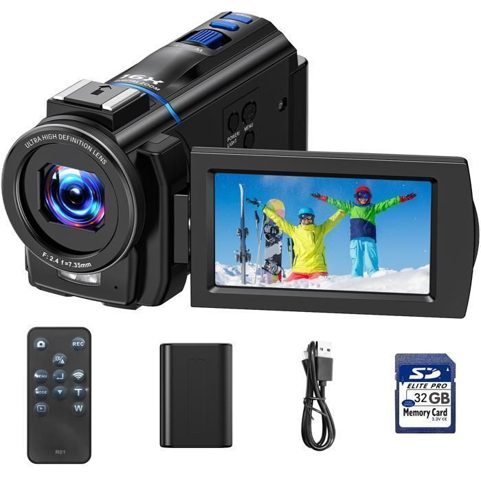 Videocámara 4K de 48 MP, cámara de vídeo para vlogging, pantalla táctil giratoria de 3