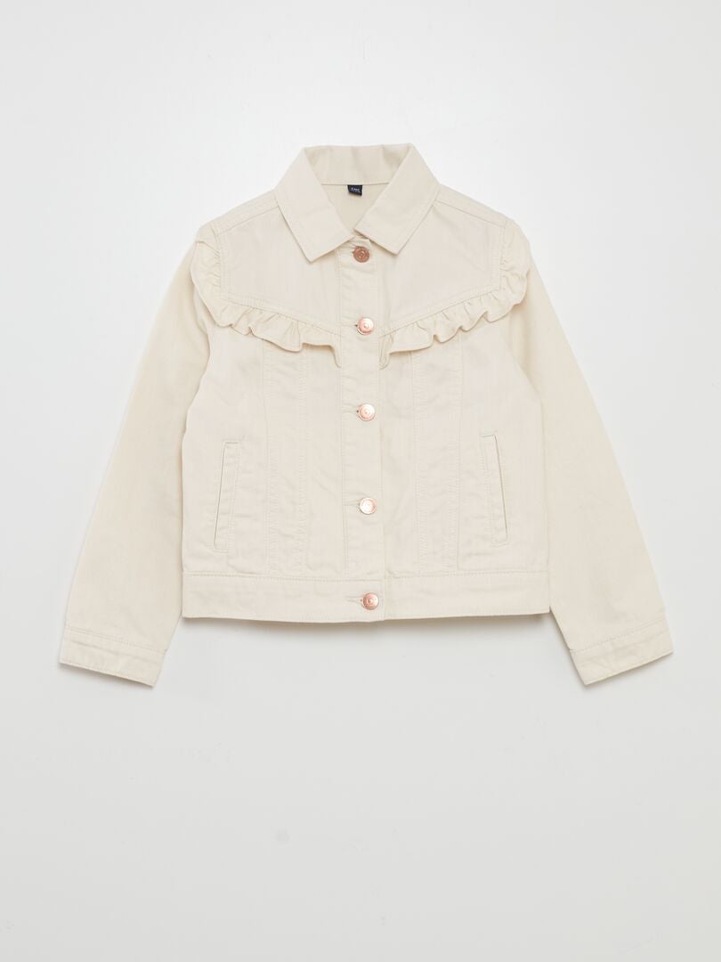 Jaqueta jeans com babados - BRANCA