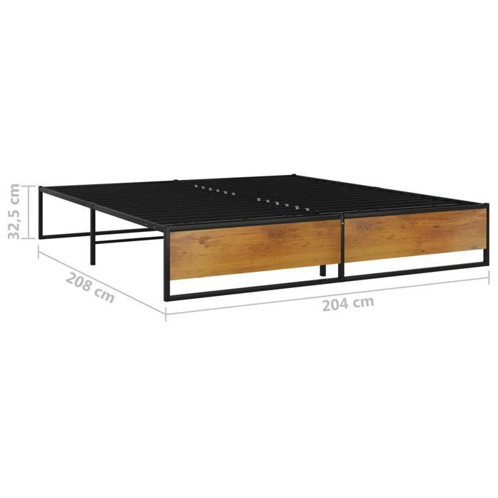Cama de metal negra de 200 x 200 cm - Carga máxima 150 kg - Estructura de cama - Colchón no incluido - Metal negro 200x200 cm 005_562359