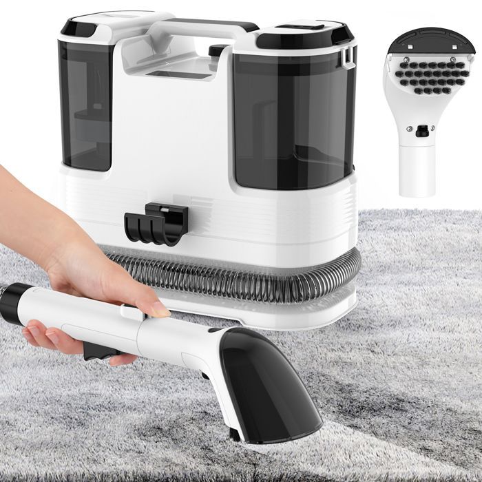 Shampouineuse Canapé Tissu, 1.6L+1.8L Nettoyeur pour Tapis, 800W, Nettoyeur Voiture, Réservoir Amovible, Pour Meubles, Escaliers