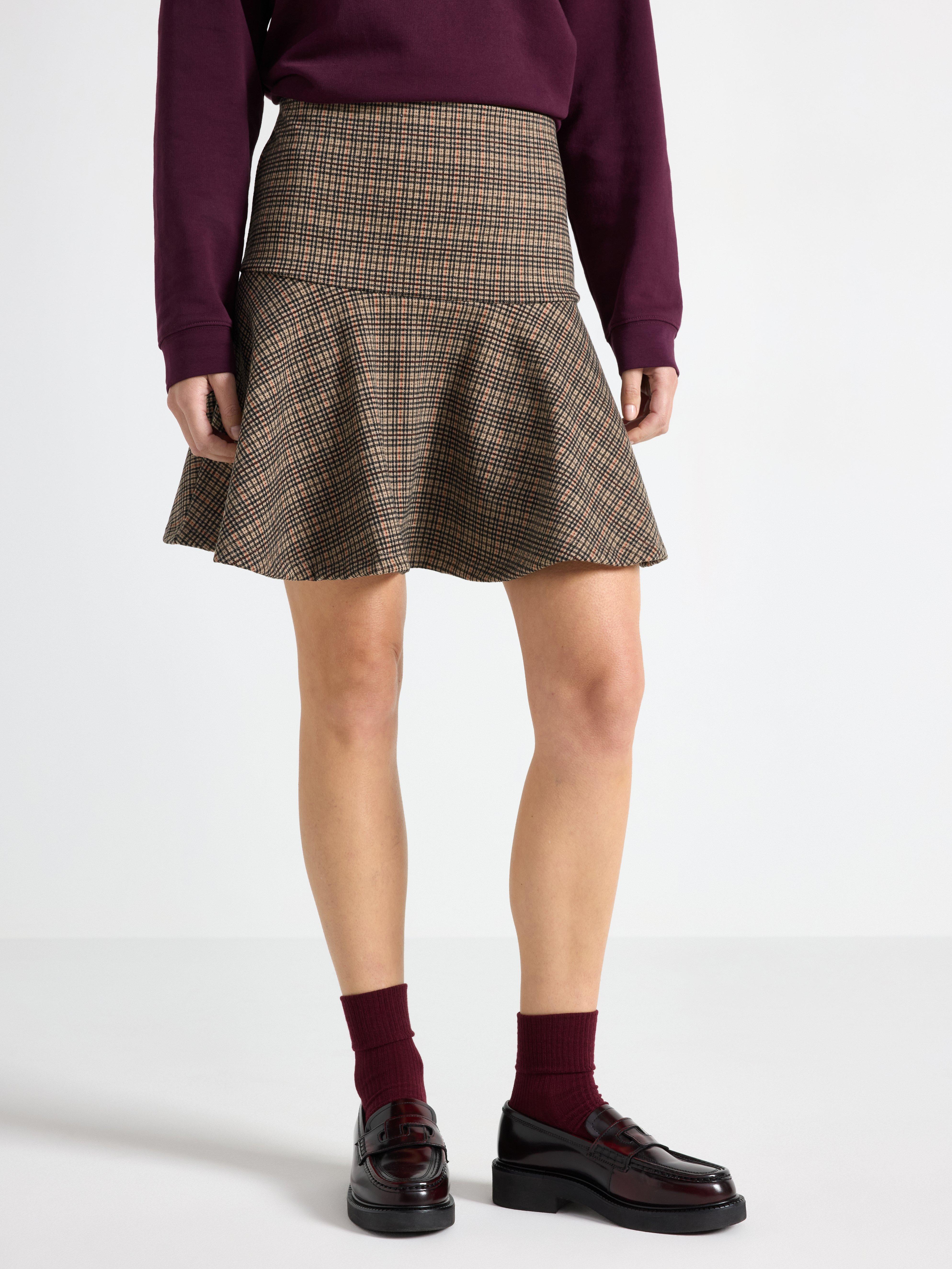 Minifalda a cuadros color beige