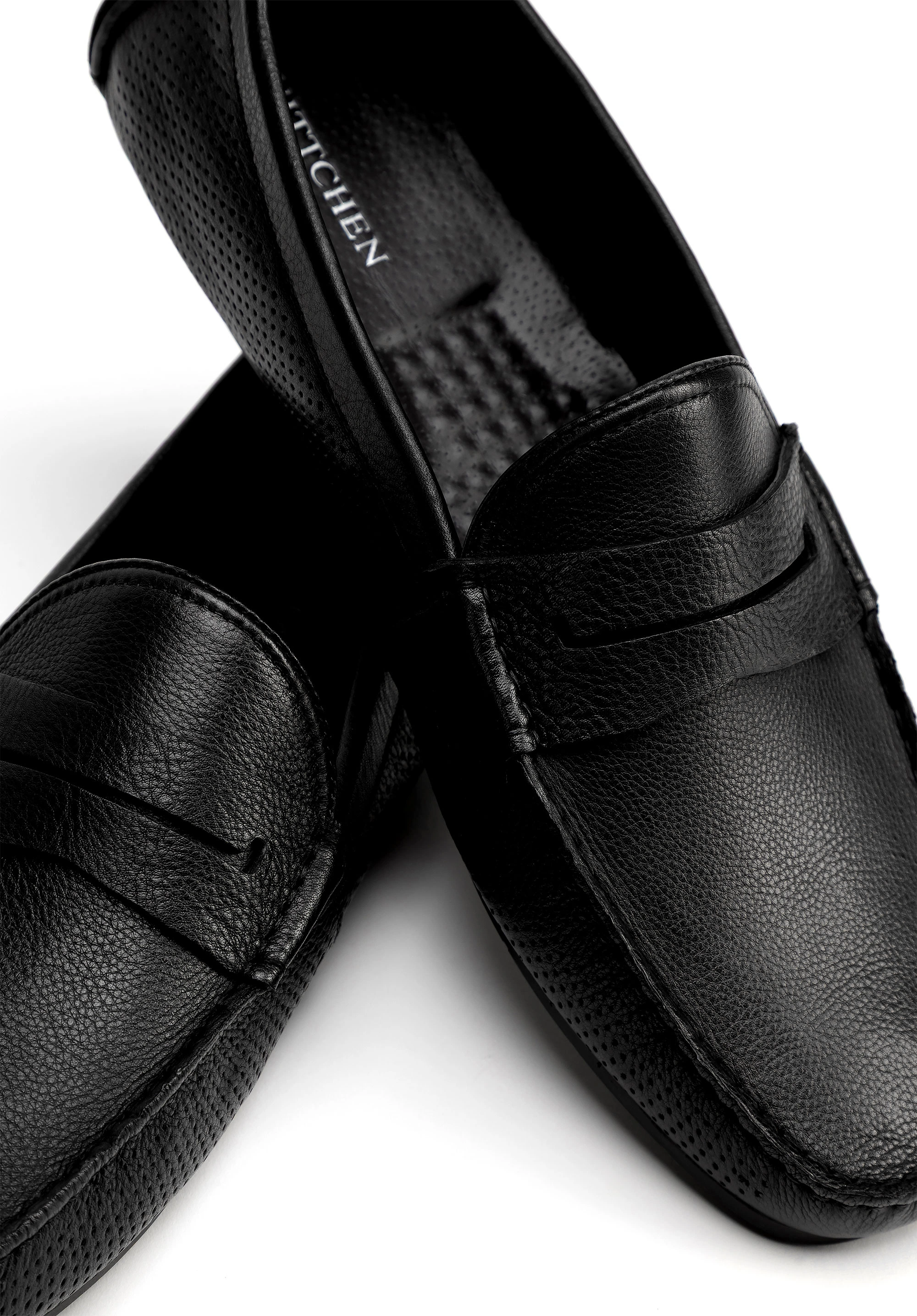 Męskie półbuty slip-on ze skóry czarne