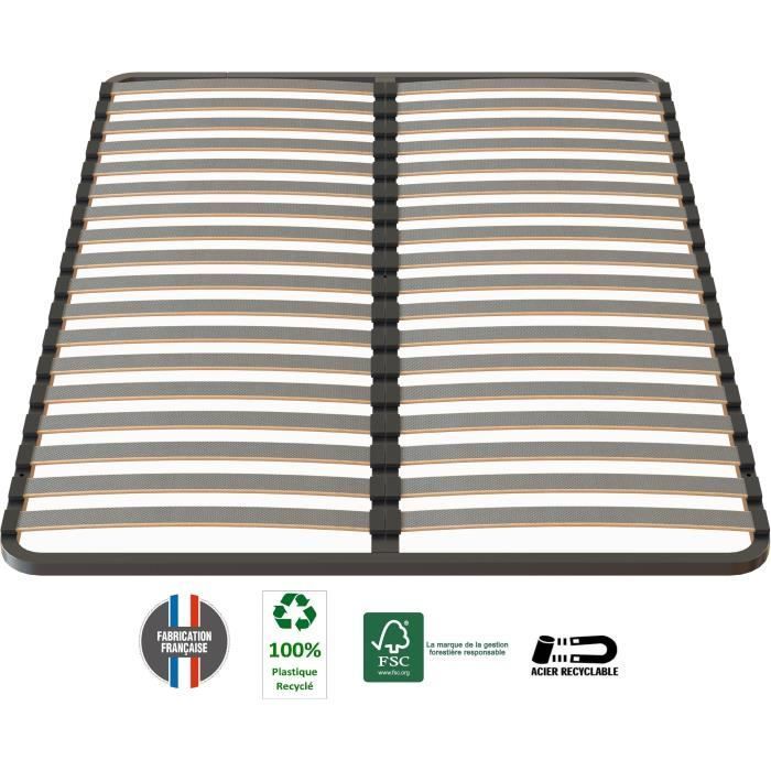 Base de cama SEDAC 140 x 190 - 18 ripas de 53 mm - Antracite