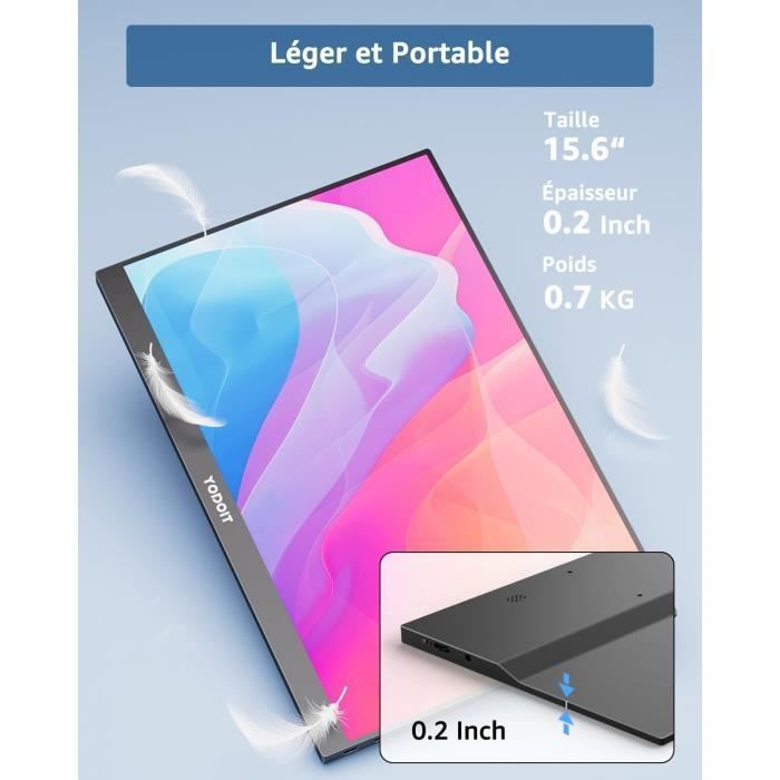 Écran Portable - Yodoit - 15,6 pouces - FHD 1920x1080 - Moniteur IPS - Haut-parleurs intégrés