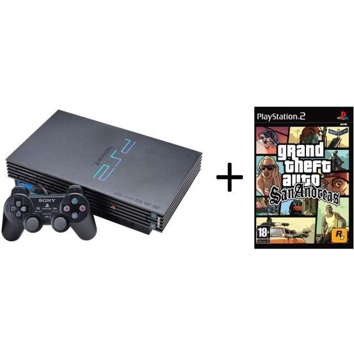Console de jeu Playstation 2 Noire avec GTA San Andreas - Sony - Pack avec accessoires
