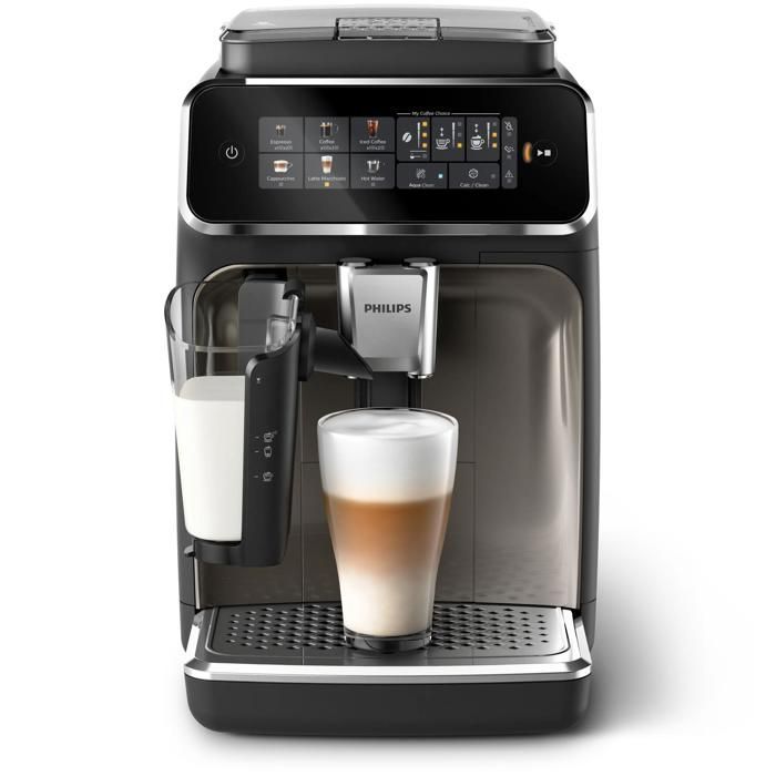 Expresso broyeur Philips EP3347/90 Machine à café à grain Noir/Chrome Série 3300 LatteGo