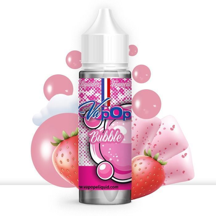 E-liquide Cigarette électronique - CHEWING-GUM FRAISE - BUBBLE - 50MPGV/50VG - 0mg/ml - 50ml