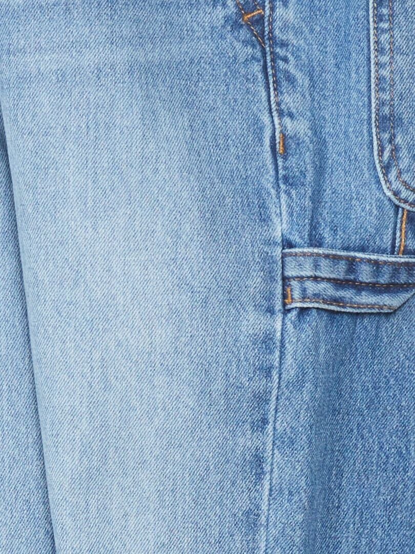 Calça jeans reta com bolsos laterais - AZUL