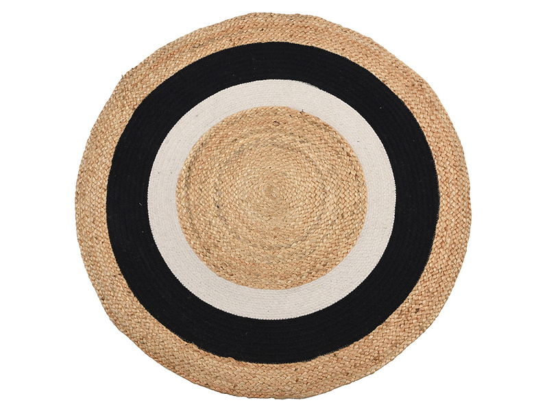 Dywan z juty Naturalny 90 cm beżowo-czarny