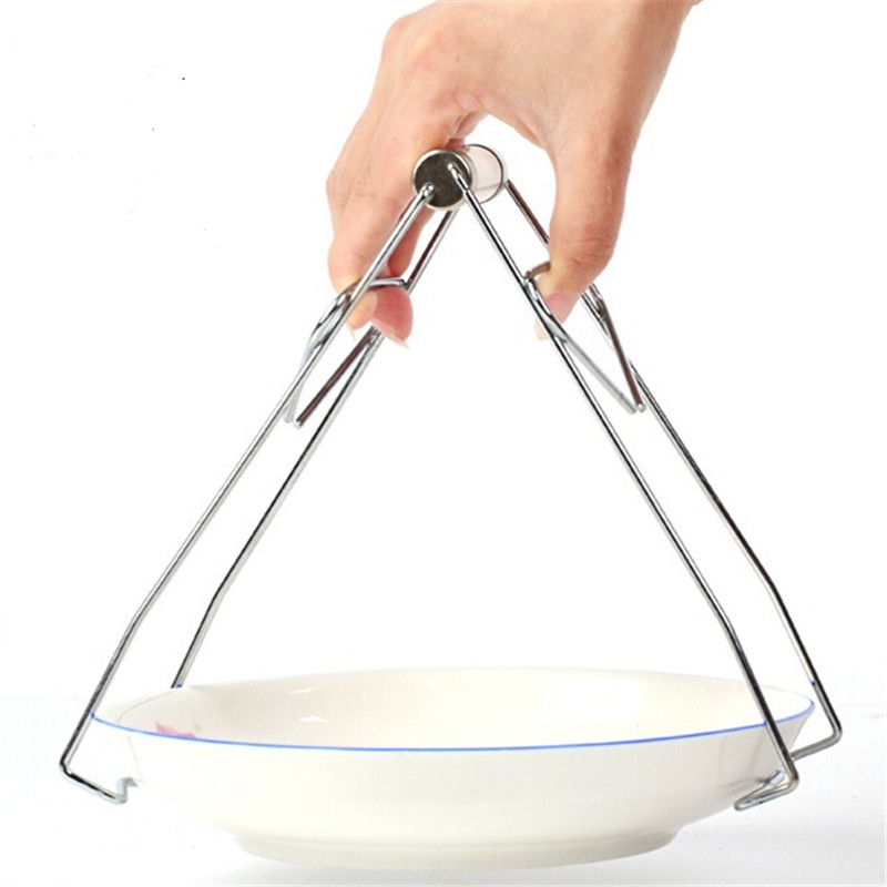 Nouvelle pince à vaisselle pliable en acier inoxydable pour plats chauds, bols et casseroles. Outil de levage pour la cuisine.