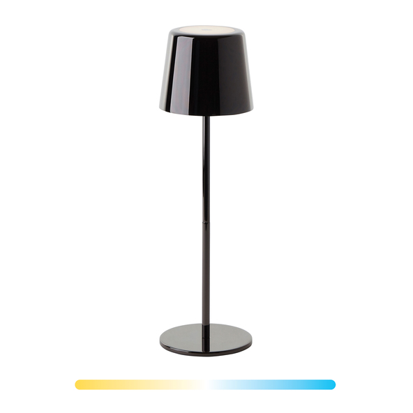 Lampă de masă Lia Deluxe LED cu baterii, negru periat