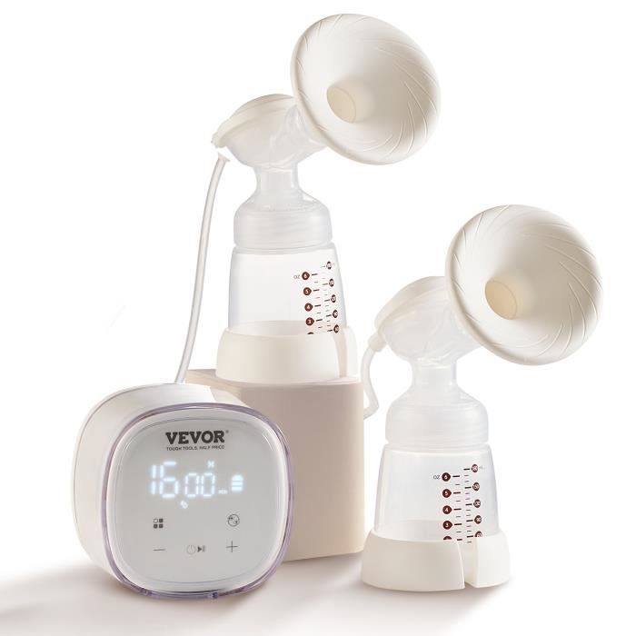 Extractor de leche - VEVOR - 110 x 110 x 74 mm, 4 modos, 16 niveles de succión, 300 mmHg, pantalla LED para viajes, hogar y lactancia materna