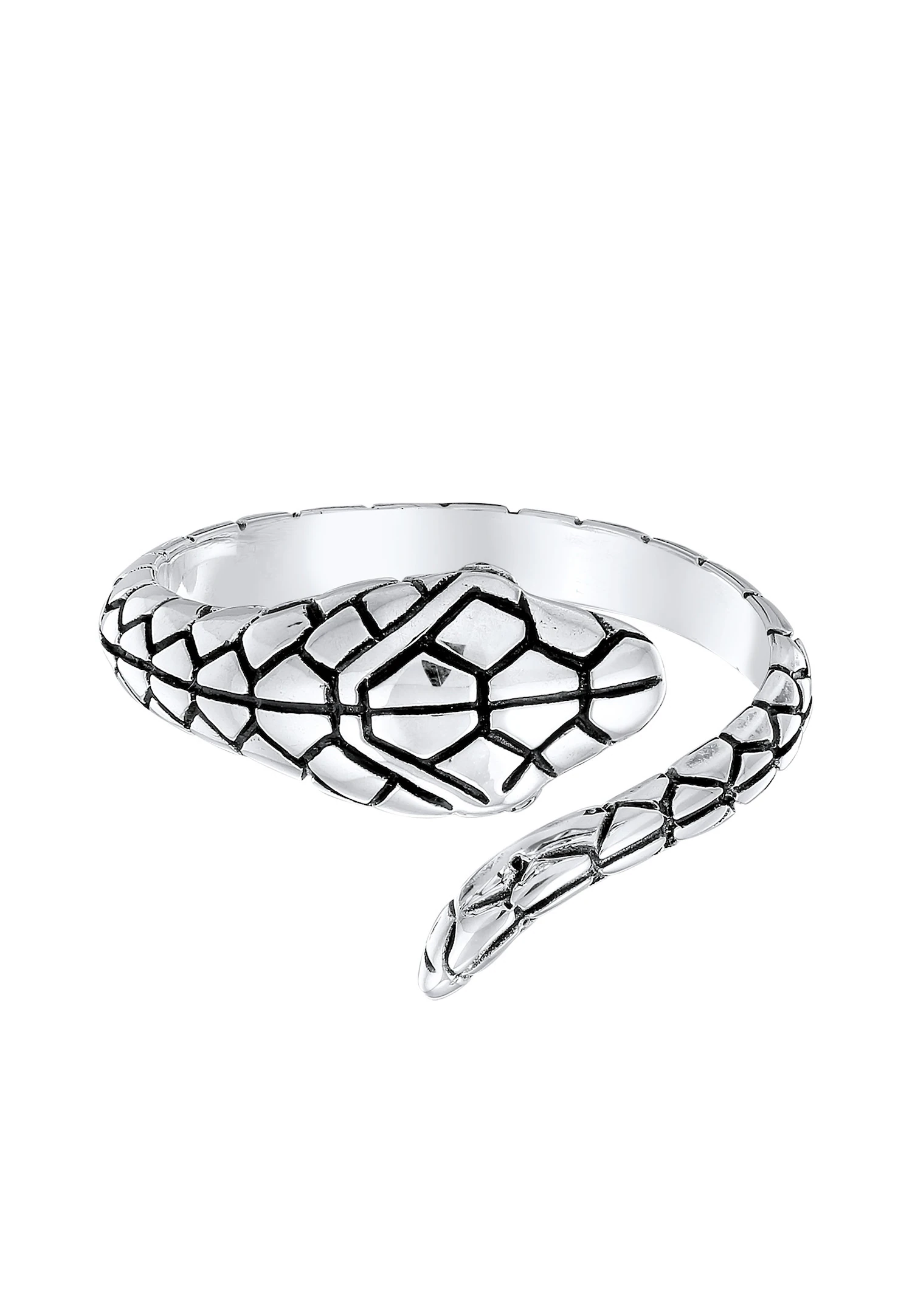 KUZZOI Hommes Ouvert Serpent Force Sturukturiert en argent sterling 925