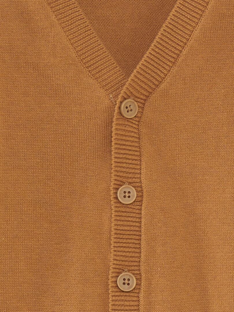 Lichtgewicht gebreid vest met V-hals - BEIGE