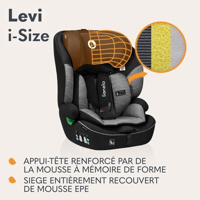 Seggiolino auto convertibile LIONELO Levi i-Size - 76-150 cm - Gruppo 1/2/3 - Verde