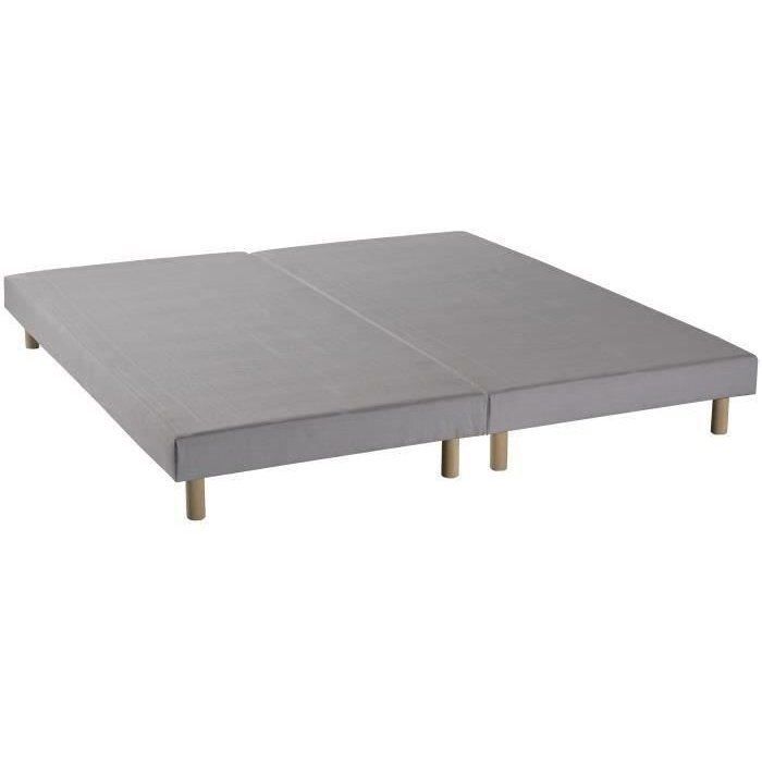 DEKO DREAM Rakenne - Base de cama estofada com ripas 2x90x200 - Madeira maciça cinza + pés