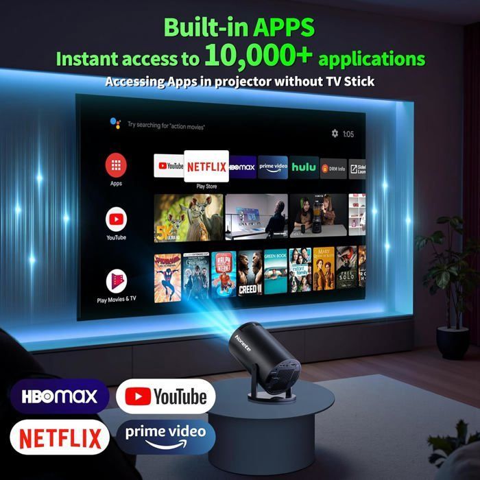 Proyector portátil ZOKKO 4K - Resolución 4K UHD - WiFi 6 integrado - Bluetooth 5.2