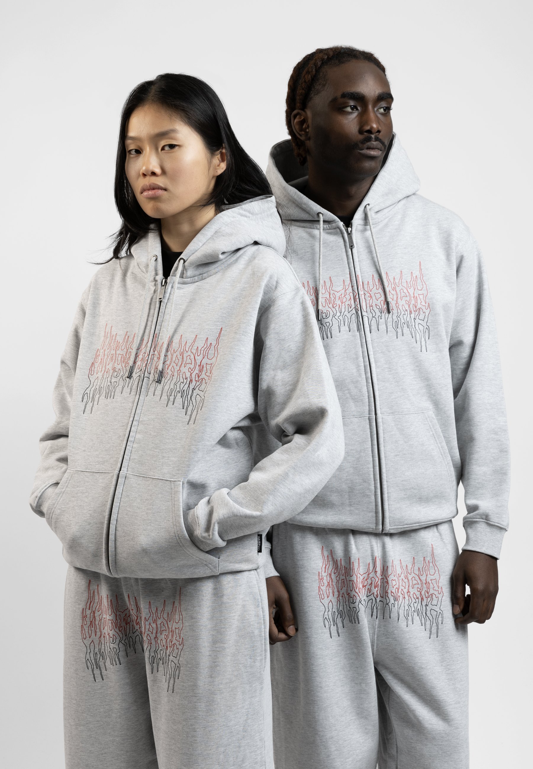 Felpa con cappuccio e zip Wasted Paris UNISEX TORMENT - grigia