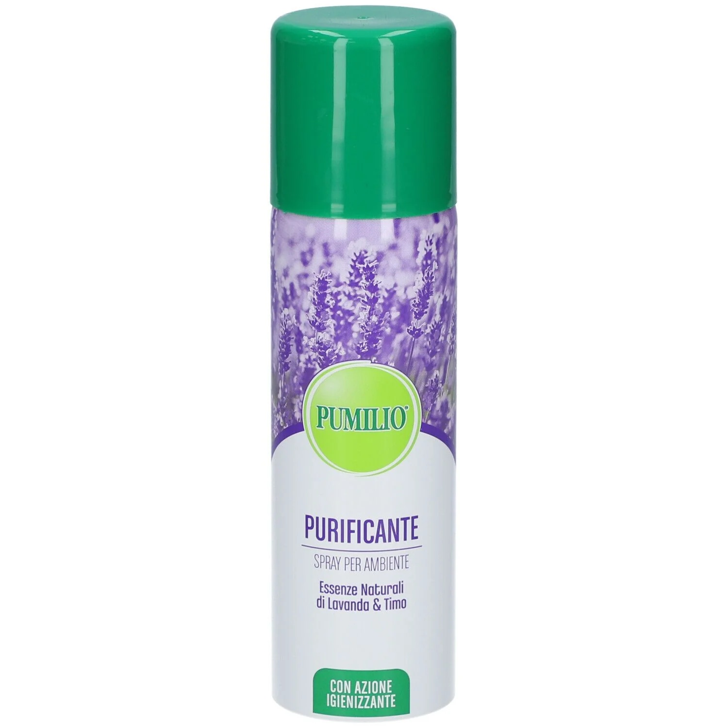 Spray limpiador de ambientes PUMILIO con esencias naturales de lavanda y tomillo, 200 ml, con efecto desinfectante.