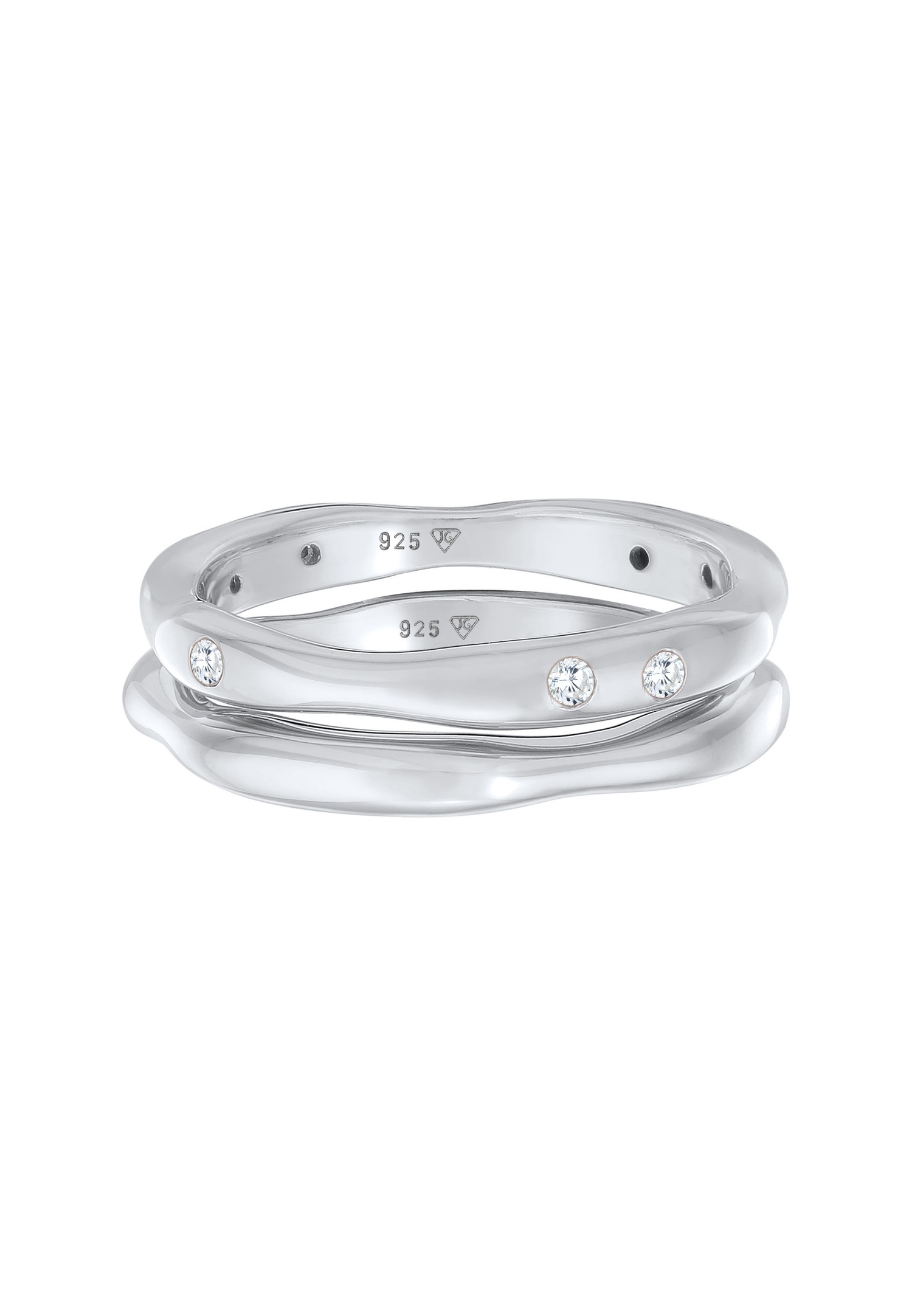 Elli Femmes Bande Set de 2 Basique avec Cristaux de Zirconium en argent sterling 925