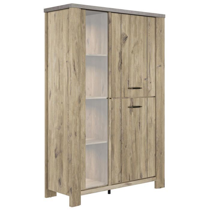 Vaisselier 4 portes effet bois chêne clair