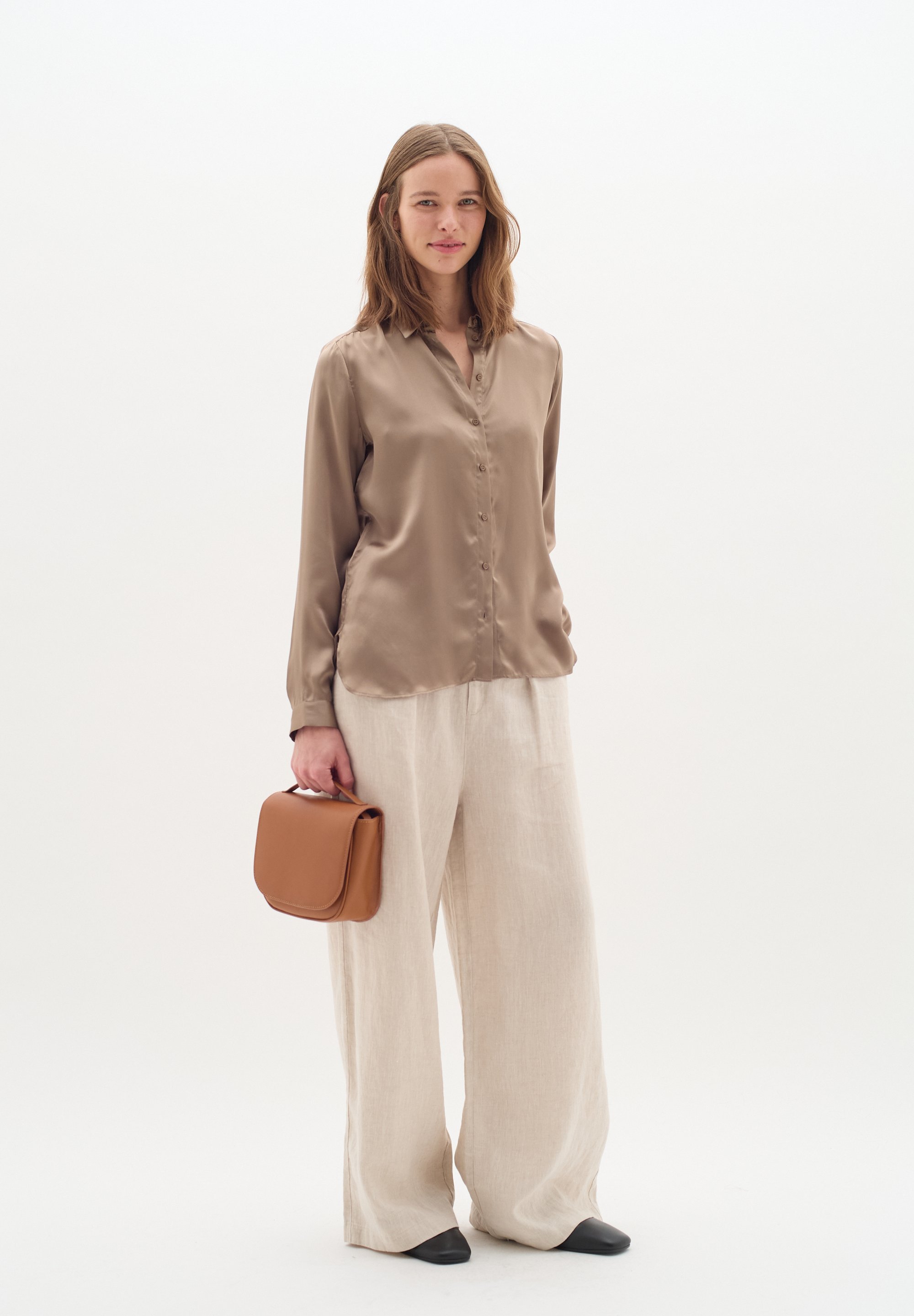 InWear LEONORE PREMIUM - Camicetta con bottoni - color tortora deserto