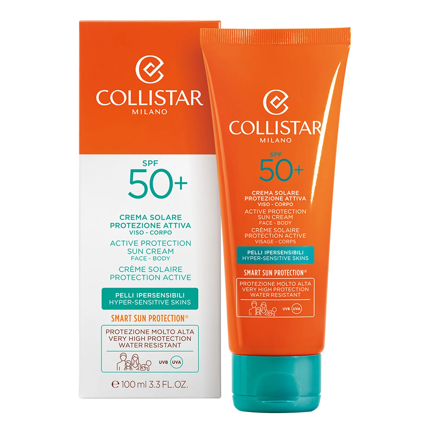 Abbronzatura Crema Solare Protezione Attiva SPF50+ - Crema solare corpo alta prot., Solare viso alta prot.