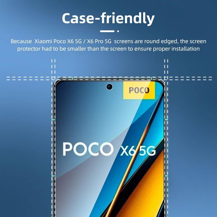 Kit com 3 películas de vidro temperado para Xiaomi Poco X6 5G e X6 Pro 5G - Proteção eficaz contra arranhões - Sem bolhas